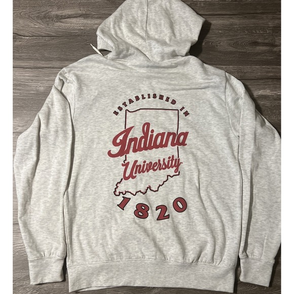Indiana Hoosiers University Full Zip Hooded Sweatshirt Heathered Gray Sz Medium - Picture 1 of 9